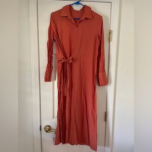 Orange faux wrap dress